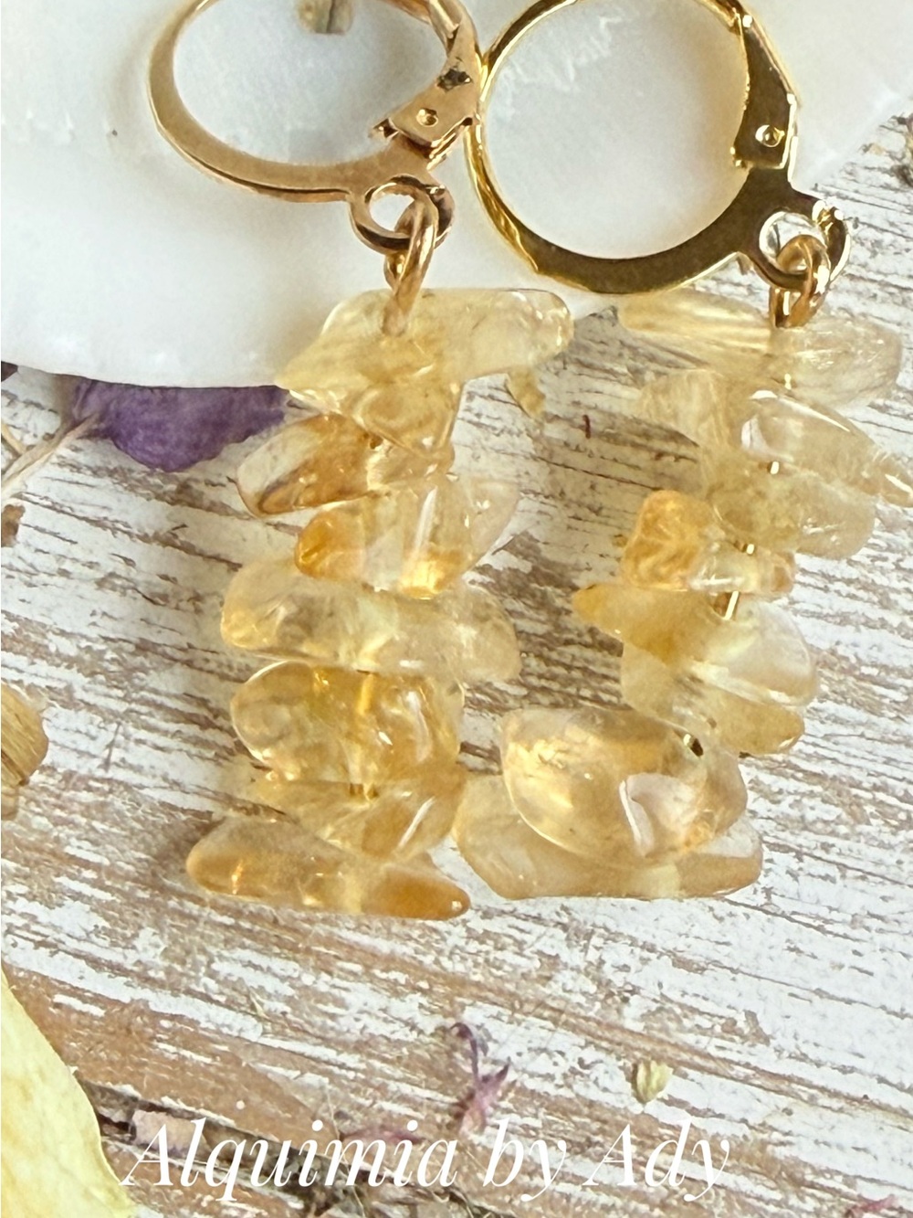 Alquimia Gold Citrine Chip Hoop Earrings